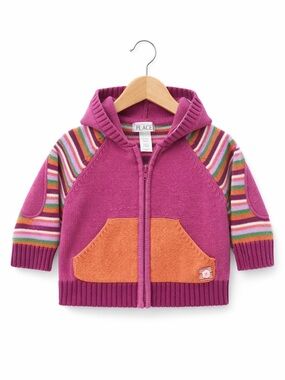 5/$10 Y2K The Children's Place Colourful Zip-Up Knit Hoodie